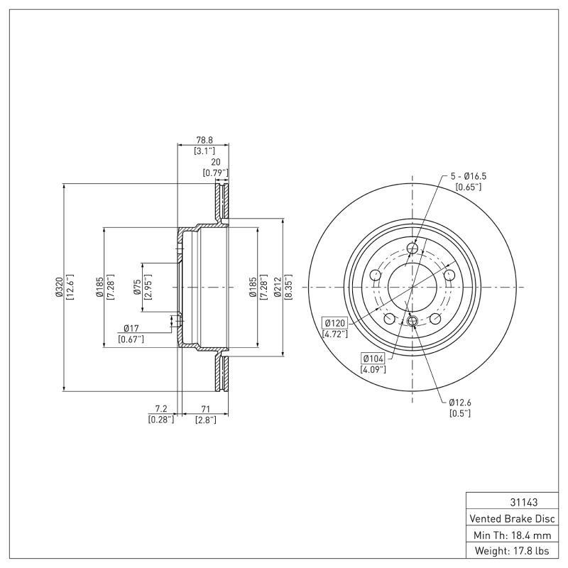 BMW X6 Brake Rotor (1) - Rear - R1 Concepts - Plain - `07-`19